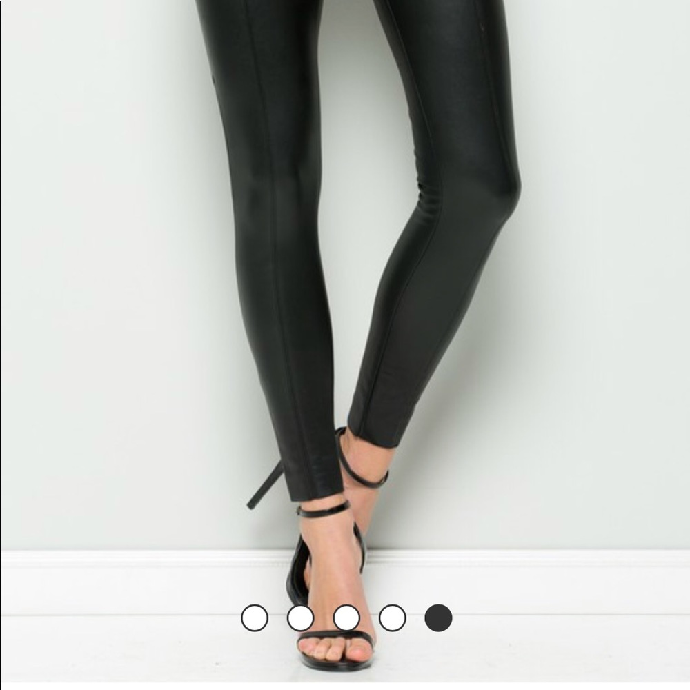 Fleece Lined Leather Leggings - Picture 2 of 8